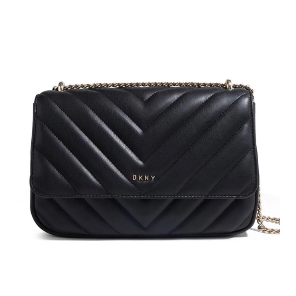 DKNY Veronica chevron quilted design crossbody chain strap flap shoulder bag